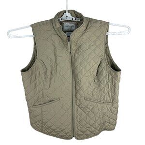 Van Heusen Quilted Vest XXL Womens Khaki 100% Polyester Made In Indonesia